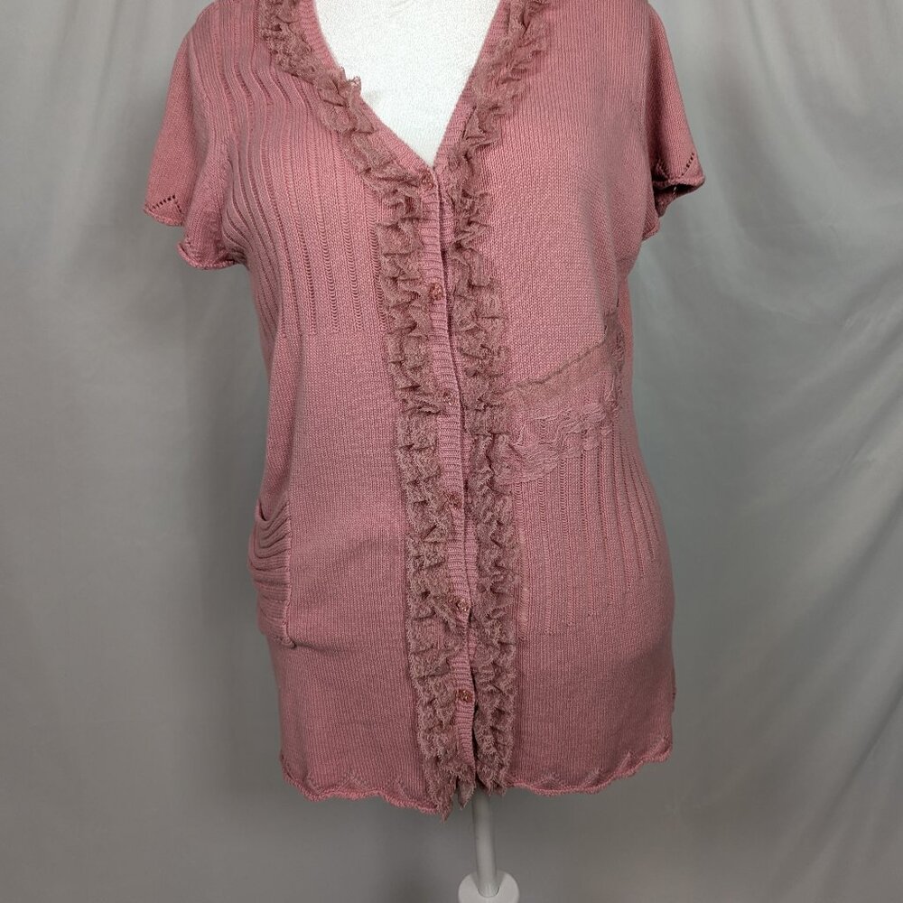 Dusty Rose Pink Lacy Knitted Sweater CAROL ROSE 2X
